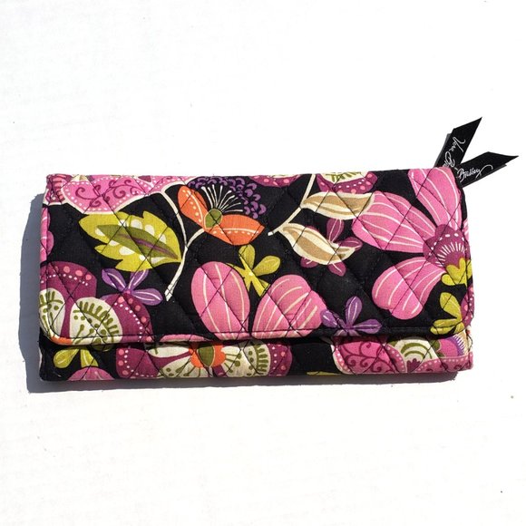 Vera Bradley Handbags - Vera Bradley Magnetic Clutch Pink Black Purple